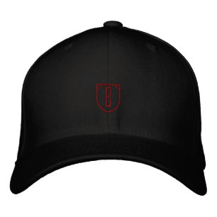B - Black Initial Letter Flexfit Wool-Hat Large  Embroidered Hat