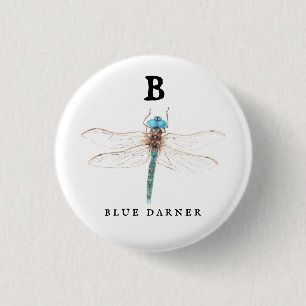 "B" Blue Darner 1 Inch Round Button