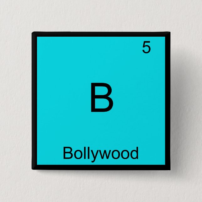 B - Bollywood Funny Chemistry Element Symbol Tee 2 Inch Square Button (Front)
