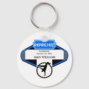 B Boy Black Blue Represent Customize Logo Keychain