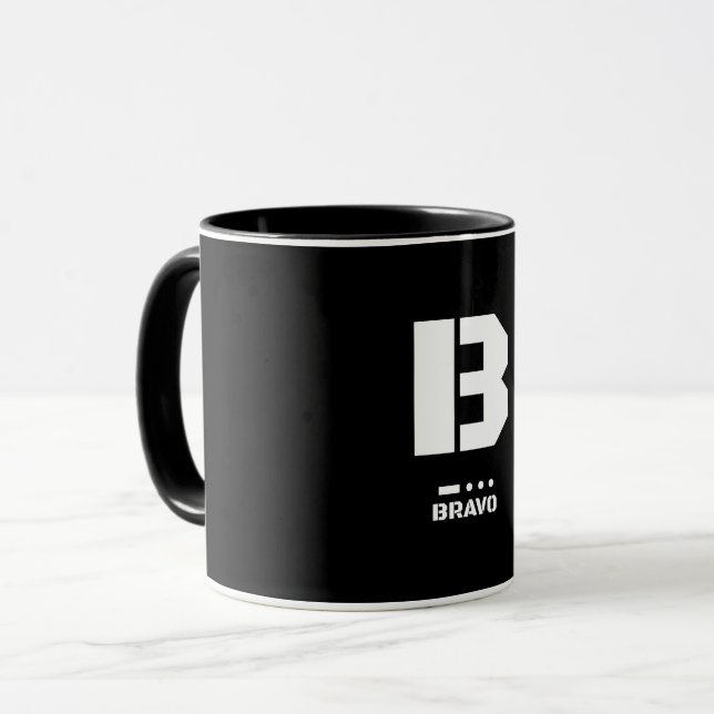 B (Bravo) NATO Phonetic Alphabet & Morse Code Mug (Front Left)