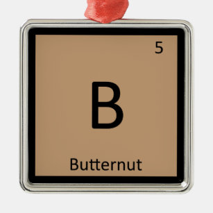 B - Butternut Squash Chemistry Periodic Table Metal Ornament