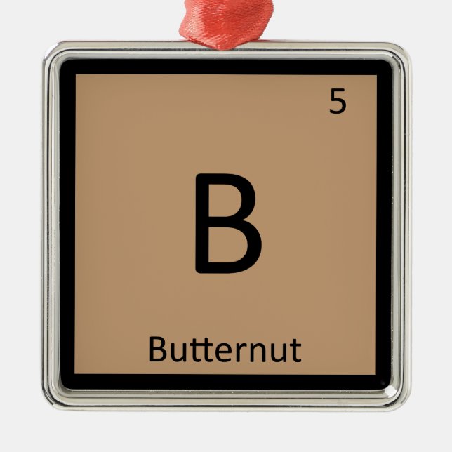 B - Butternut Squash Chemistry Periodic Table Metal Ornament (Front)