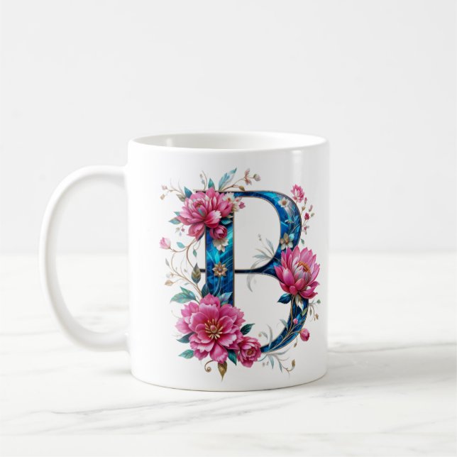 B Café Mug - Design floral pour le don (Gauche)
