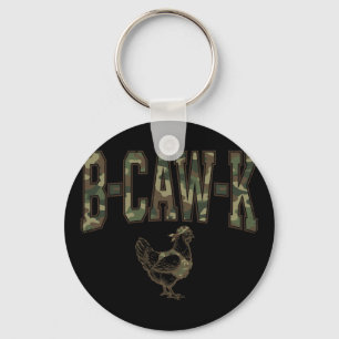 B-caw-k Funny Chicken Military Camo Army Soldier T Keychain