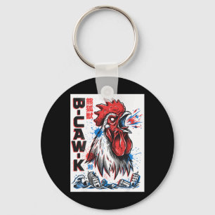 B-caw-k Funny Giant Chicken Japanese Monster Poste Keychain