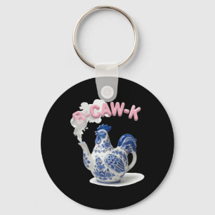 B-caw-k Funny Porcelain Chicken Teapot B-caw-k Mem Keychain