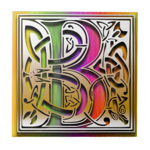 B Celtic Rainbow Custom Monogram Tile
