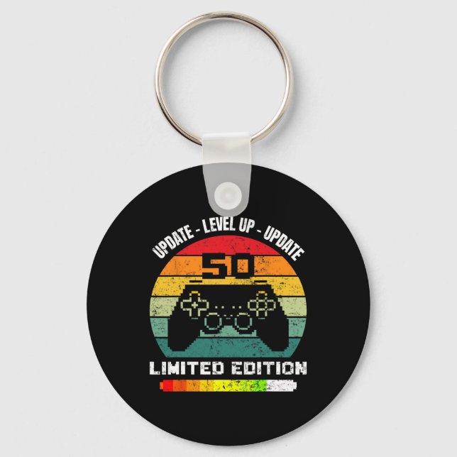 B-day Retro Gamer Levels Up Update 50 Limited Edit Keychain (Front)
