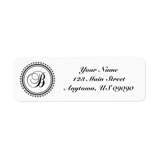 B Dot Circle Mongram Address Label (Black / Grey) (Front)