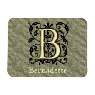 B - Embossed Vintage Monogram (Gold) Magnet