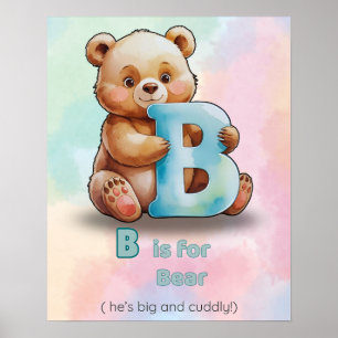 B est pour Ours - Poster pour enfants (numérique)