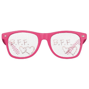 B F F with Linked Hearts Retro Sunglasses
