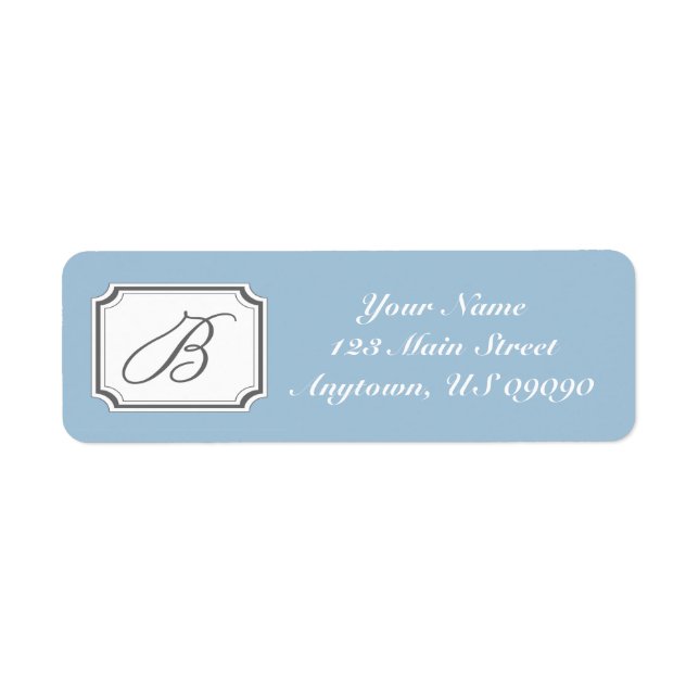 B Fancy Mongram Address Label (Blue) (Front)
