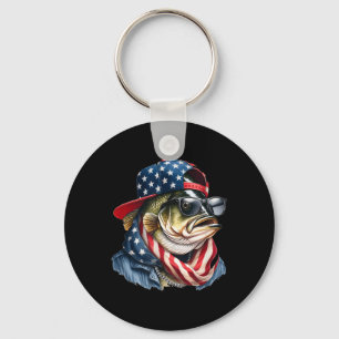 B Fish American Flag Fishing Keychain