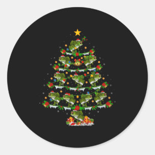 B Fish Christmas Tree Lights Funny B Fishing Xmas Classic Round Sticker