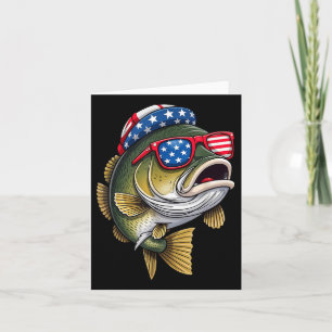 B Fish Fishing 4th Of July America Flag Usa Patrio Card