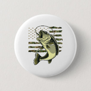 B Fish Fishing Usa American Flag Camouflage Fisher 2 Inch Round Button