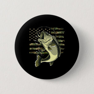 B Fish Fishing Usa American Flag Camouflage Fisher 2 Inch Round Button