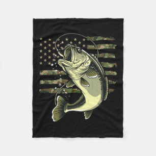 B Fish Fishing Usa American Flag Camouflage Fisher Fleece Blanket