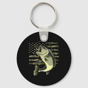 B Fish Fishing Usa American Flag Camouflage Fisher Keychain