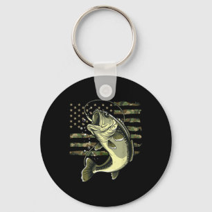B Fish Fishing Usa American Flag Camouflage Fisher Keychain
