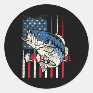 B Fish Us American Flag Patriotic Fishing Fisherma Classic Round Sticker