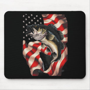 B Fishing American Flag 4th Of July For Fisherman Mouse Pad