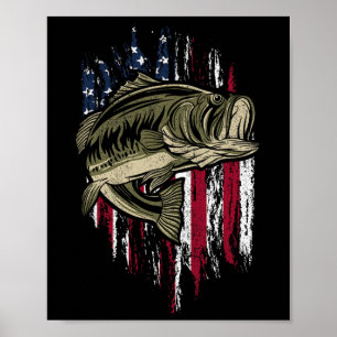 B Fishing American Flag 4th Of July Gift For Fishe Poster