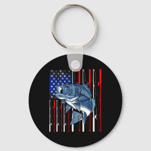 B Fishing American Flag Patriotic Fishing Fisherma Keychain