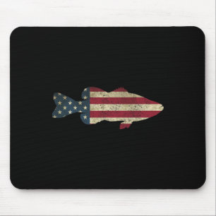 B Fishing American Flag Vintage Patriotic Angler Mouse Pad