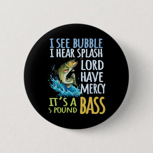 B Fishing Angling Sport Black B Fish  2 Inch Round Button