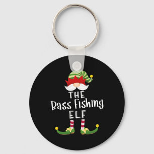 B Fishing Elf Group Christmas Funny Pajama Party Keychain