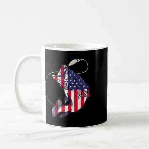 B Fishing Fish American Flag Patriotic Fourth Of J Coffee Mug