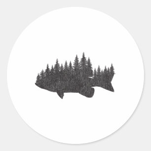 B Fishing Forest - Largemouth Smallmouth Fisherman Classic Round Sticker