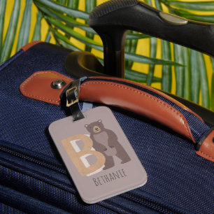 B for Bear Luggage Tag