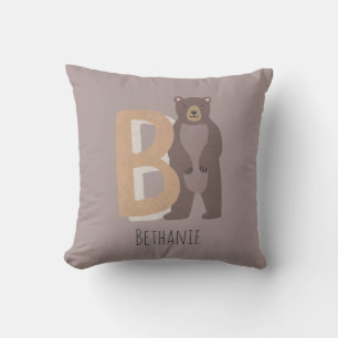 B for Bear Throw Pillow