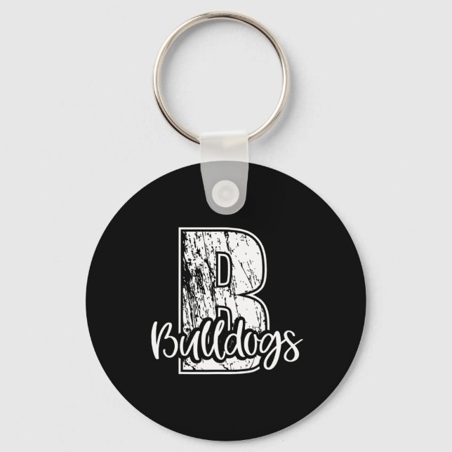 B For Bulldogs School Sports Fan Team Spirit  Keychain (Front)