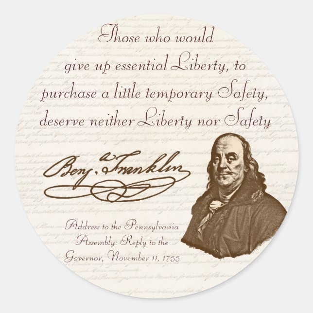 B. Franklin: Liberty & Safety - Sticker (Front)