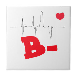 B- Funky Blood Type Heart Rate Medical Tile