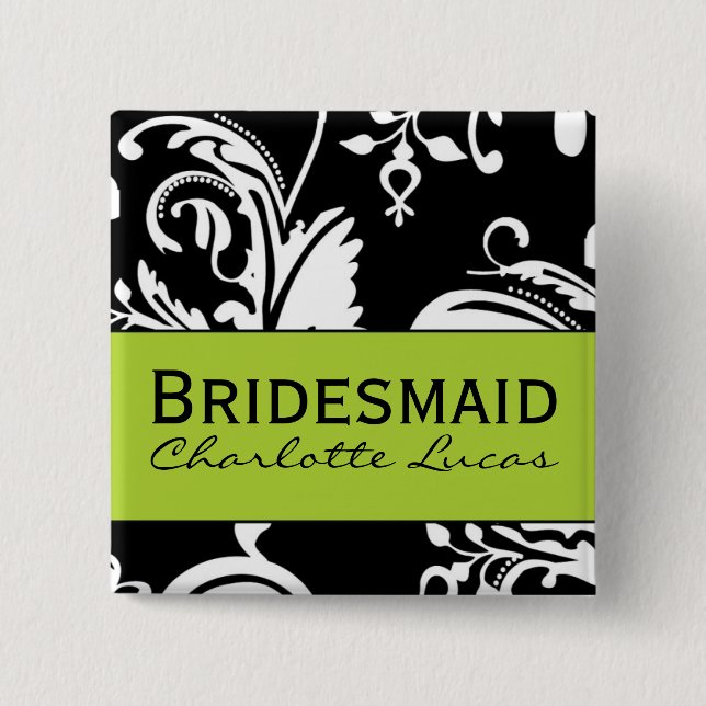 B&G Square Bridesmaid Button (Front)