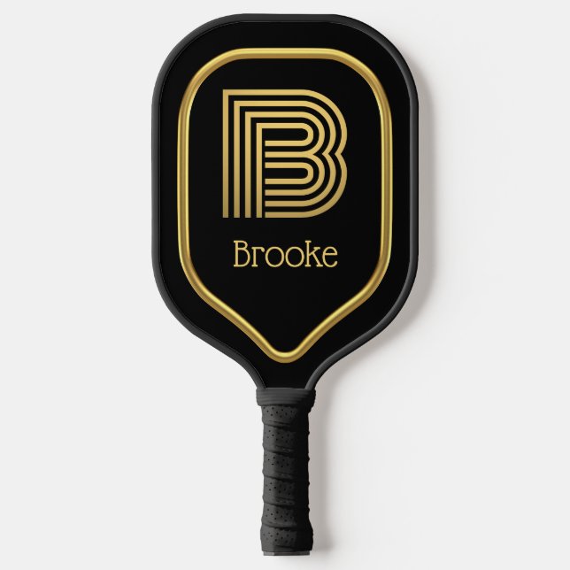 B Gold Initial Pickleball Paddle (Front)