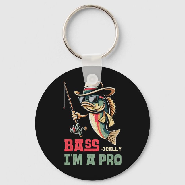 B-ically I Am A Pro Funny Fishing Lovers  Keychain (Front)
