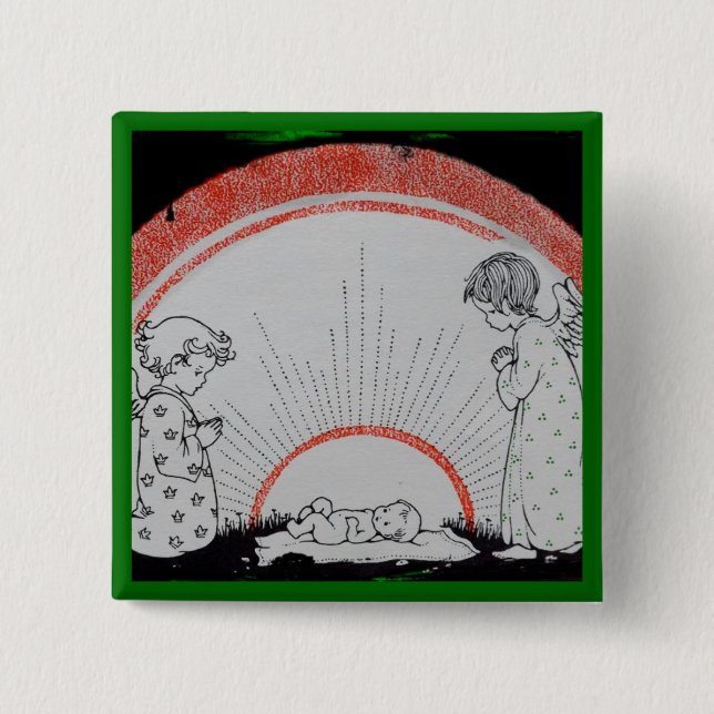 B if for Baby Jesus 2 Inch Square Button (Front)