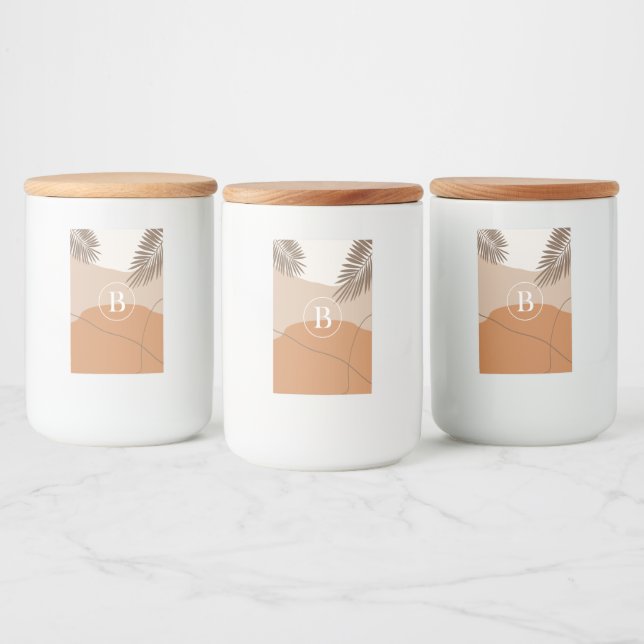 B - Initial Monogram Letter B Abstract Design Food Label (Bottles)