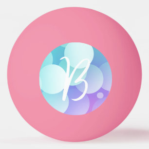 B Initial Name Bubbles Games Paddle Blue Purple Ping Pong Ball