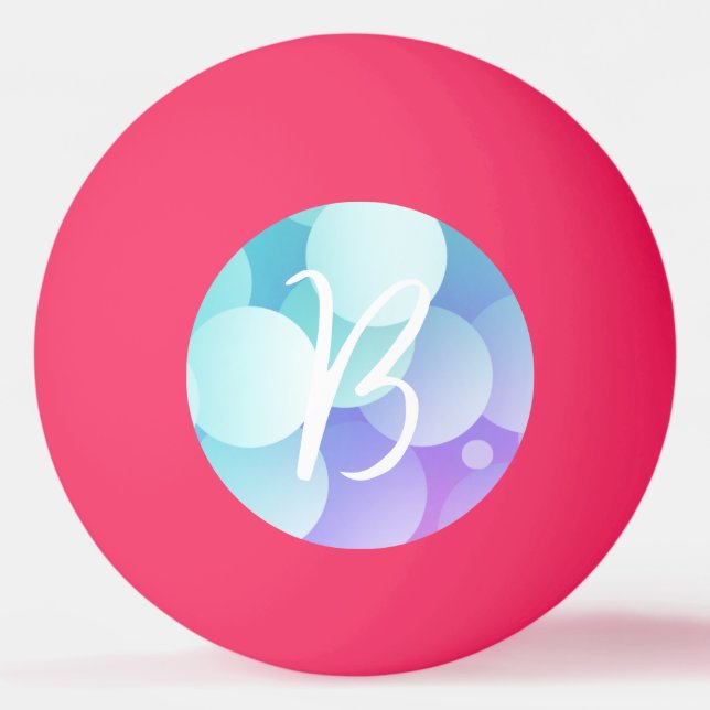 B Initial Name Bubbles Games Paddle Blue Purple Ping Pong Ball (Front)