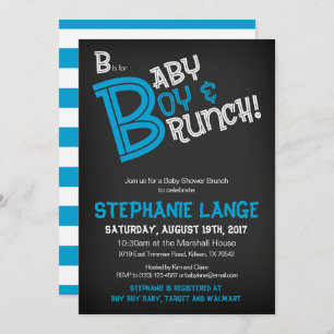 B is for Baby Boy Baby Shower Invitation Card