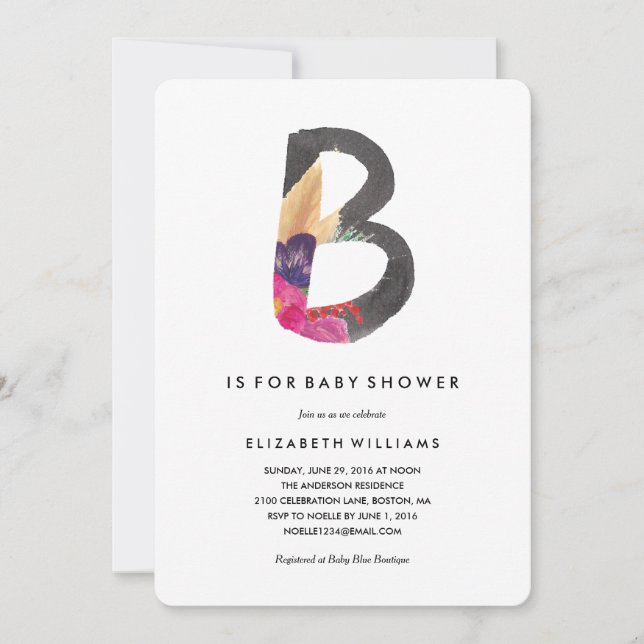 B is for Baby Shower Invitation (Front)