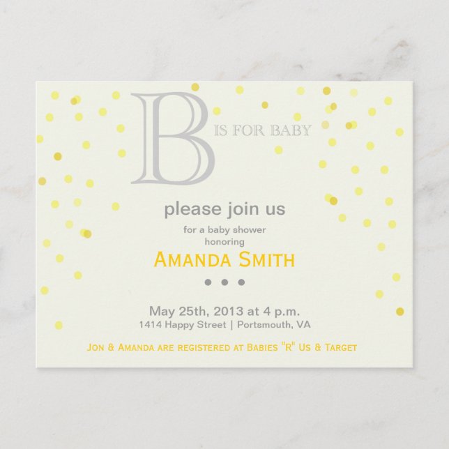 "B" is for Baby Shower Invite (Front)